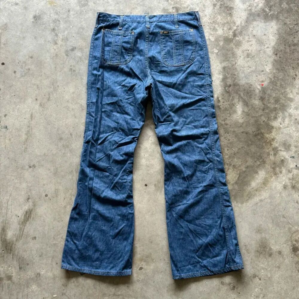 Vintage 70s Lee Flared Denim Jeans Size 34x32